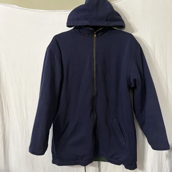 AJ SportVintage Green‎ Blue Reversible Field Barn Jacket Size Medium Cotton